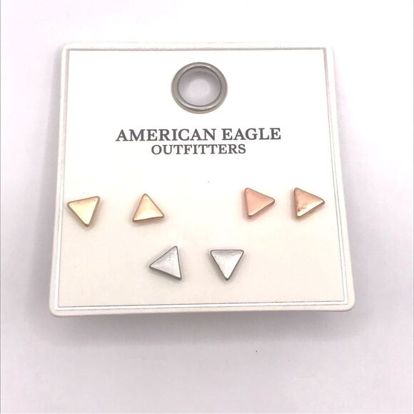 American Eagle Outfitters Minimalist Matte Triangle Stud Earrings Set - Picture 2 of 5